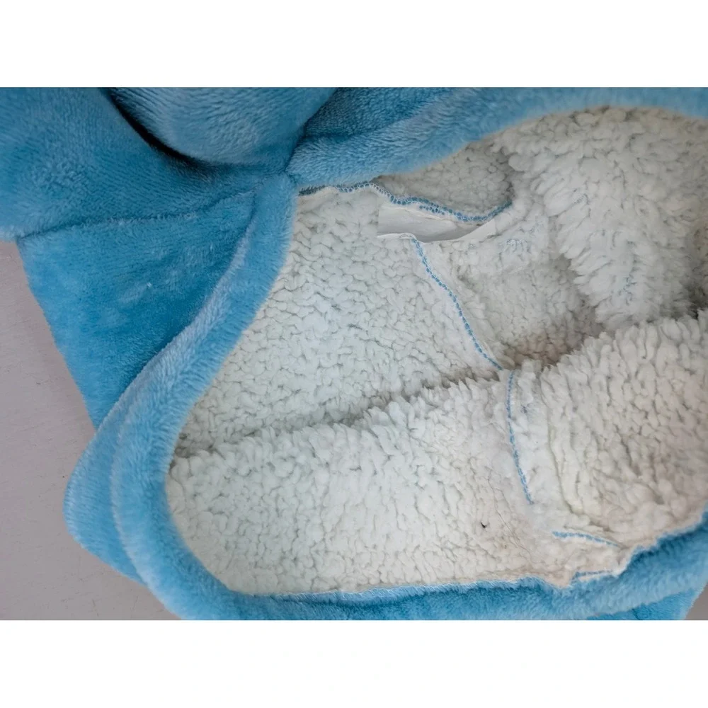 Touchal Wearable‎ Blanket Cozy Blue Sherpa Lined Hooded Oversized Pouch Pocket